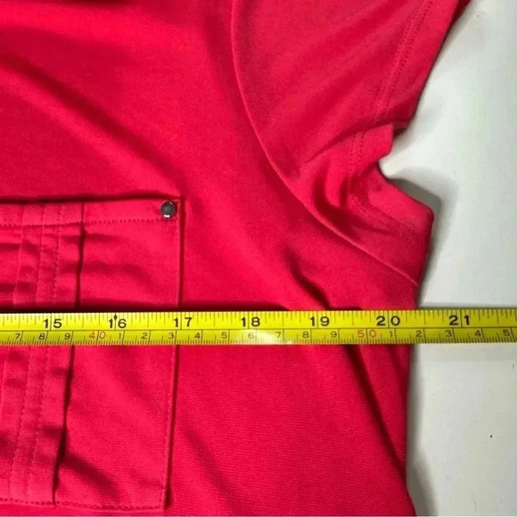 Dana Buchman Women’s Top Blouse Large Pink Short Sleeve Button Down Pockets - Picture 8 of 10